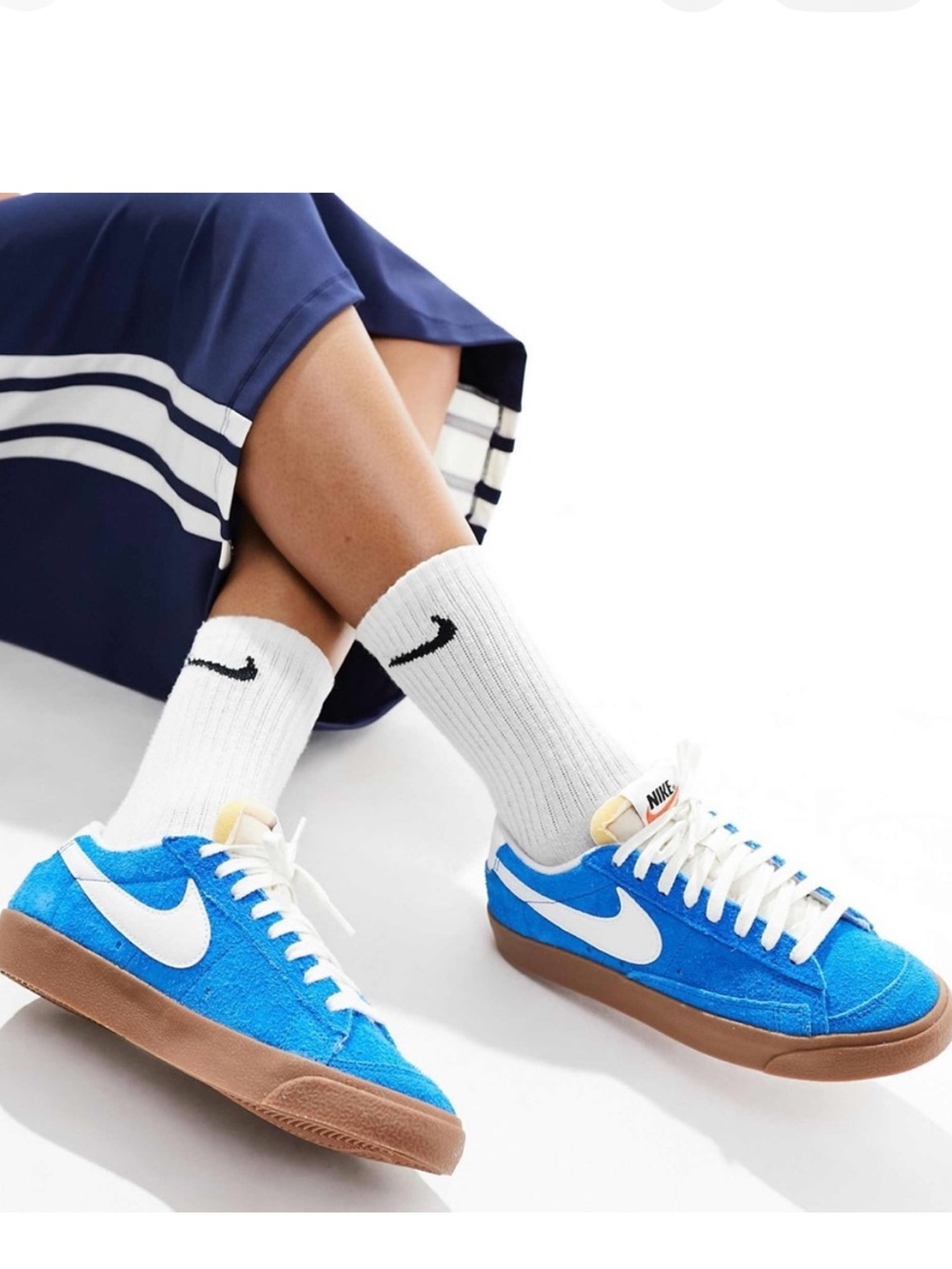 Nike Blazer Low '77 Suede Sneakers - Bright Blue Gum/Medium Brown